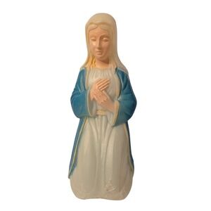 Vintage Religious Figurine‎ Mary Blue Robe Kneeling Praying Sculpture